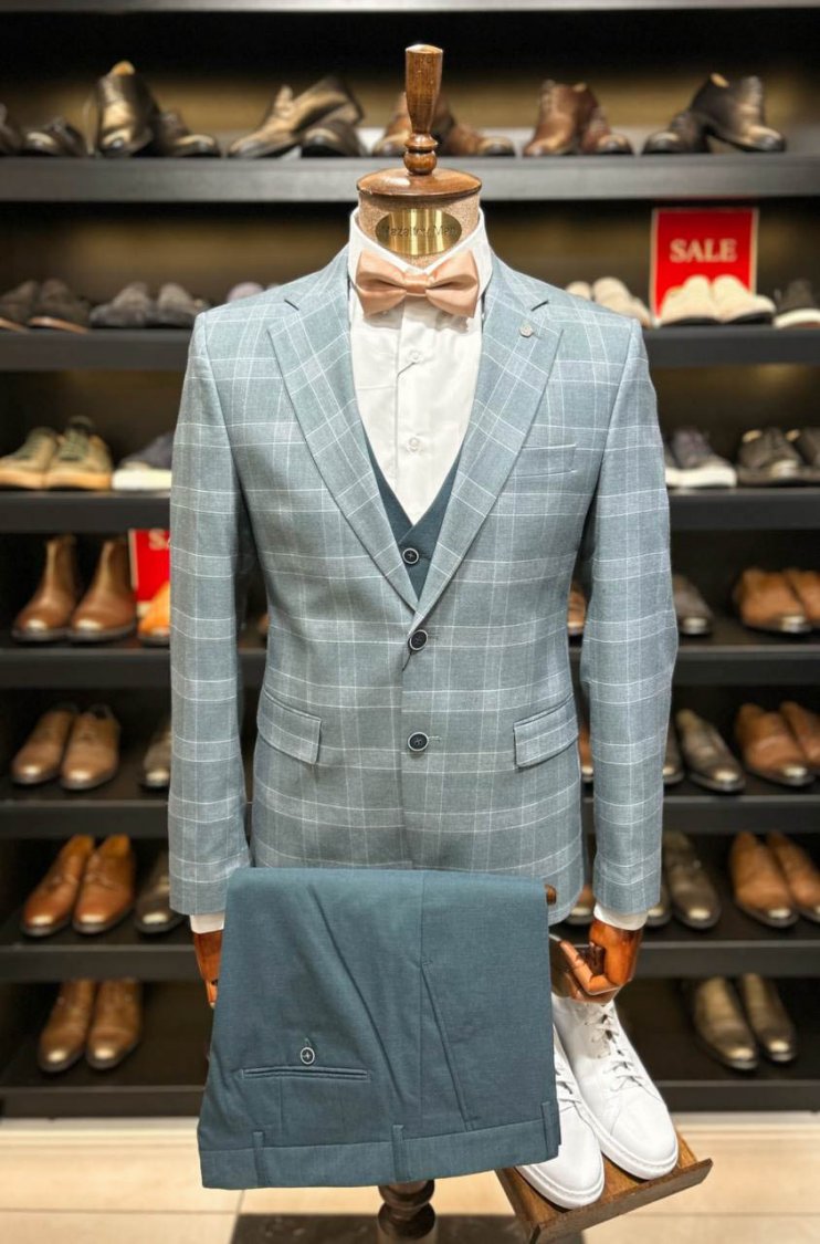 Костюм ИБР 3-ка Бирюзовый в клетку