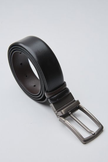 Мужской ремень черный гладкий