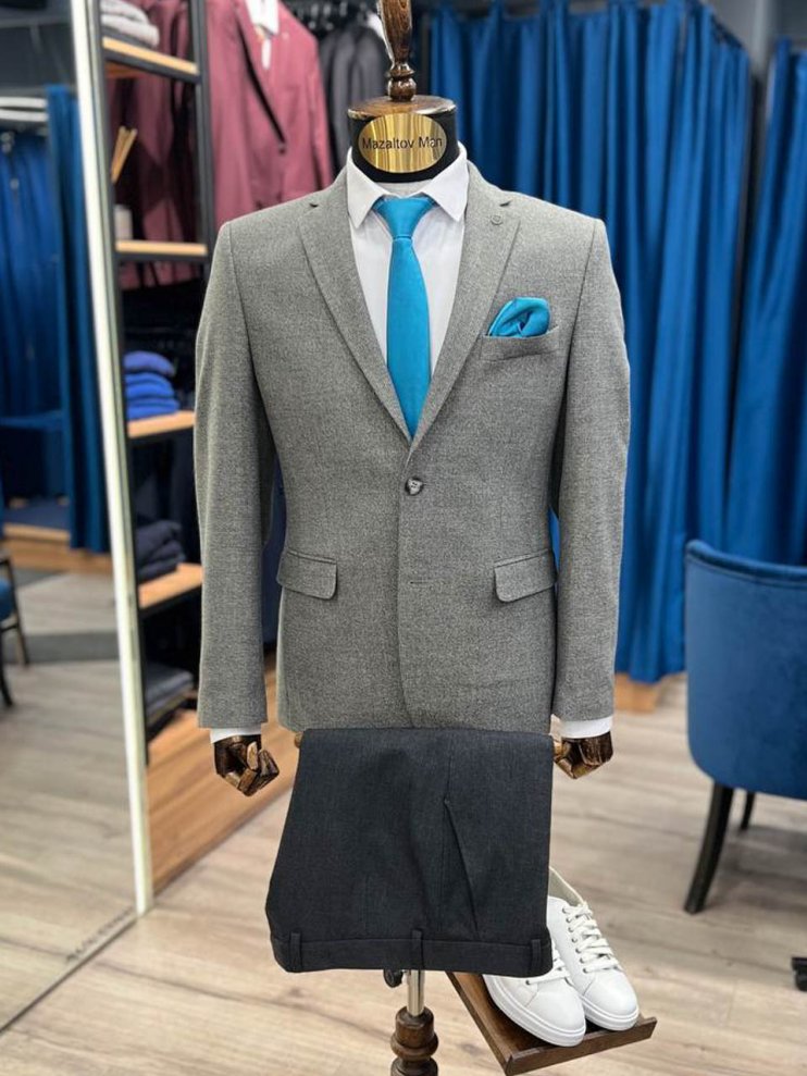 Пиджак ВАЛ Серый фактурный