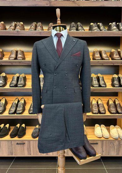 Костюм ЕРН 2-ка Двубортный Серый в клетку