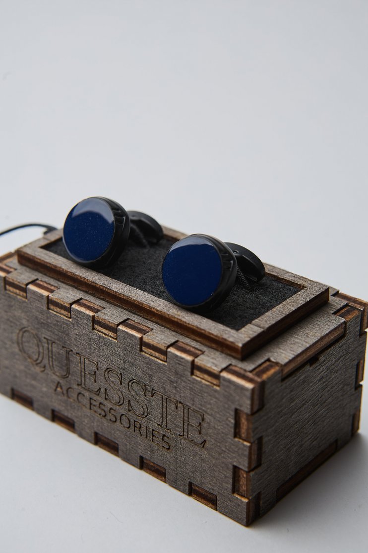 Запонки Темно-синие круглые