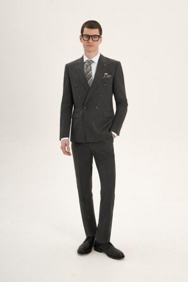 Костюм MAZALTOVMAN 2-ка Графитовый в полоску двубортный премиум линейка